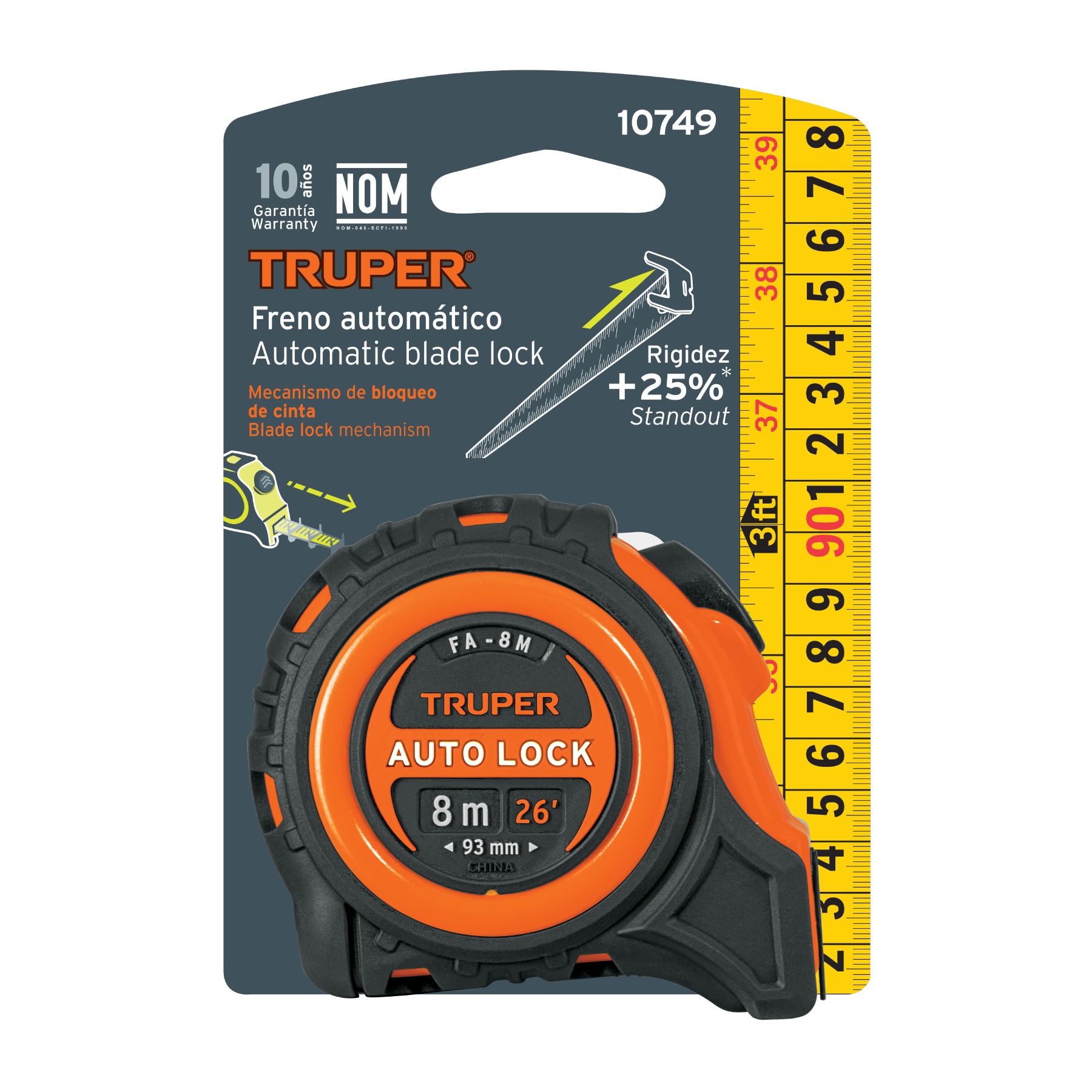 FLEXÓMETRO AUTO-LOCK CONTRA IMPACTOS 8 M CINTA 25 MM, TRUPER - 4