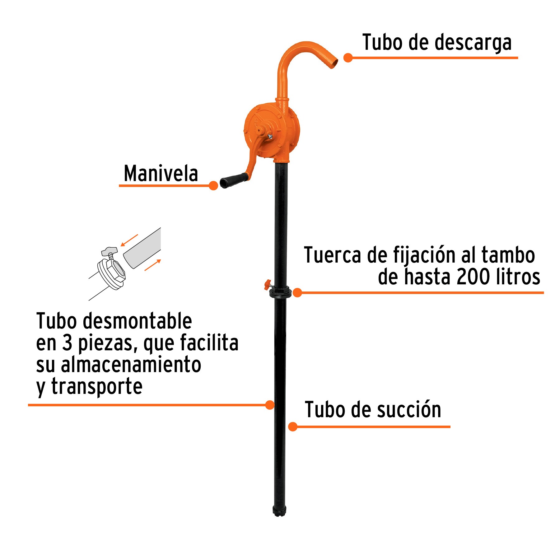 BOMBA EXTRACTORA DE ACEITES CON MANIVELA, TRUPER 10067 - 2