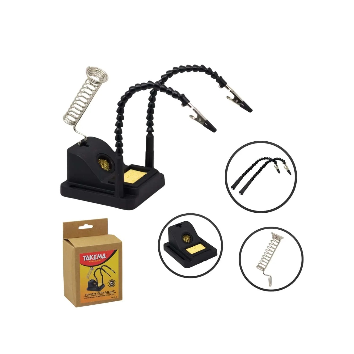 SOPORTE PARA SOLDAR 3 EN 1 CON ESPONJA Y LIMPIADOR DE PUNTAS TAKEMA ZD-11Q - 4