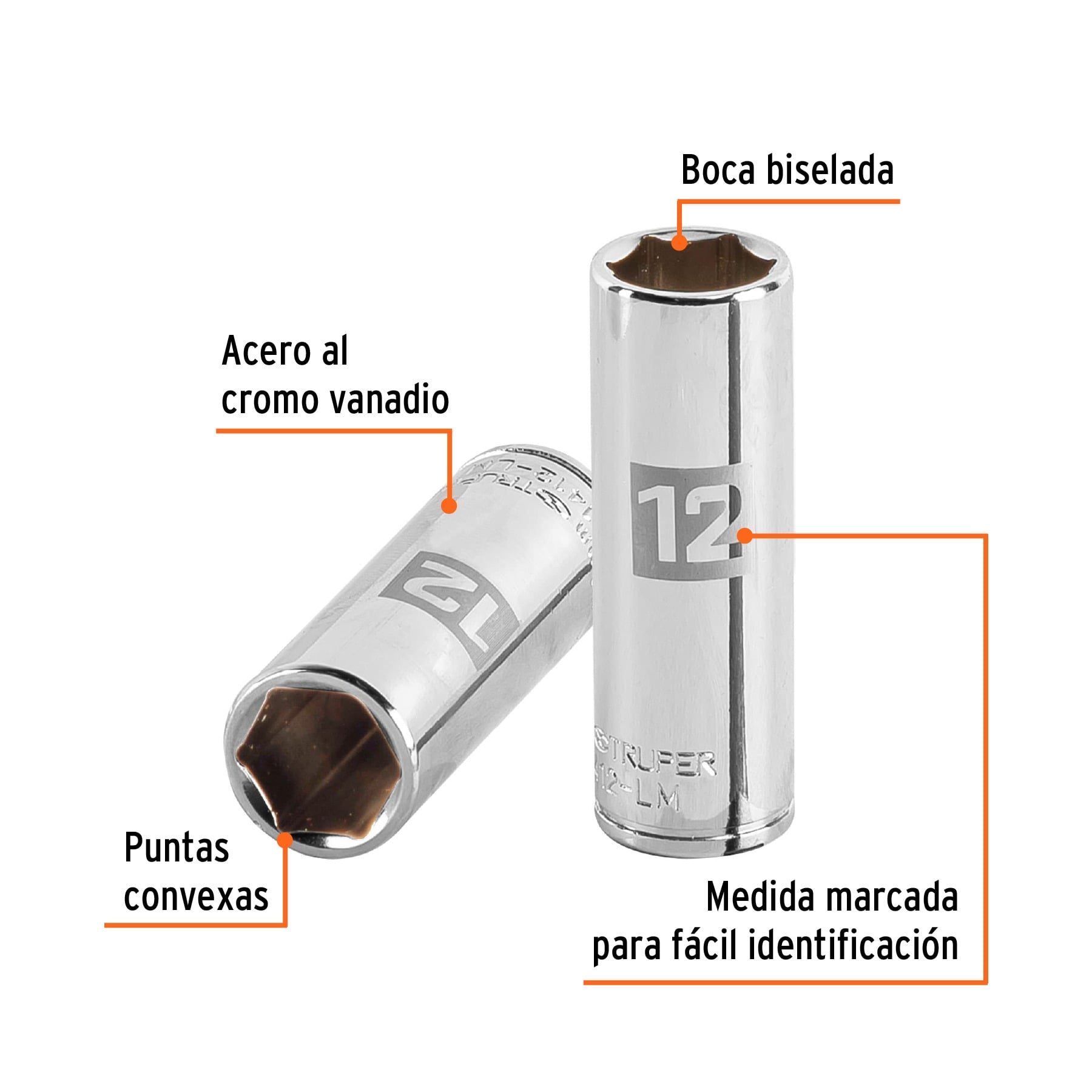 DADO LARGO DE 12 MM, 6 PUNTAS, CUADRO 1/4' TRUPER - 13206 - 2