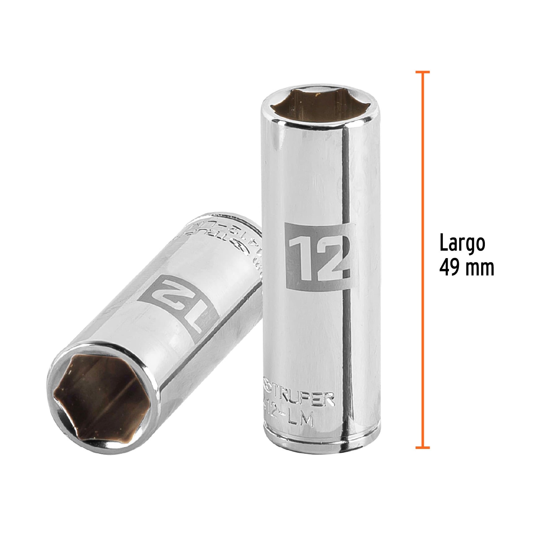 DADO LARGO DE 12 MM, 6 PUNTAS, CUADRO 1/4' TRUPER - 13206 - 3