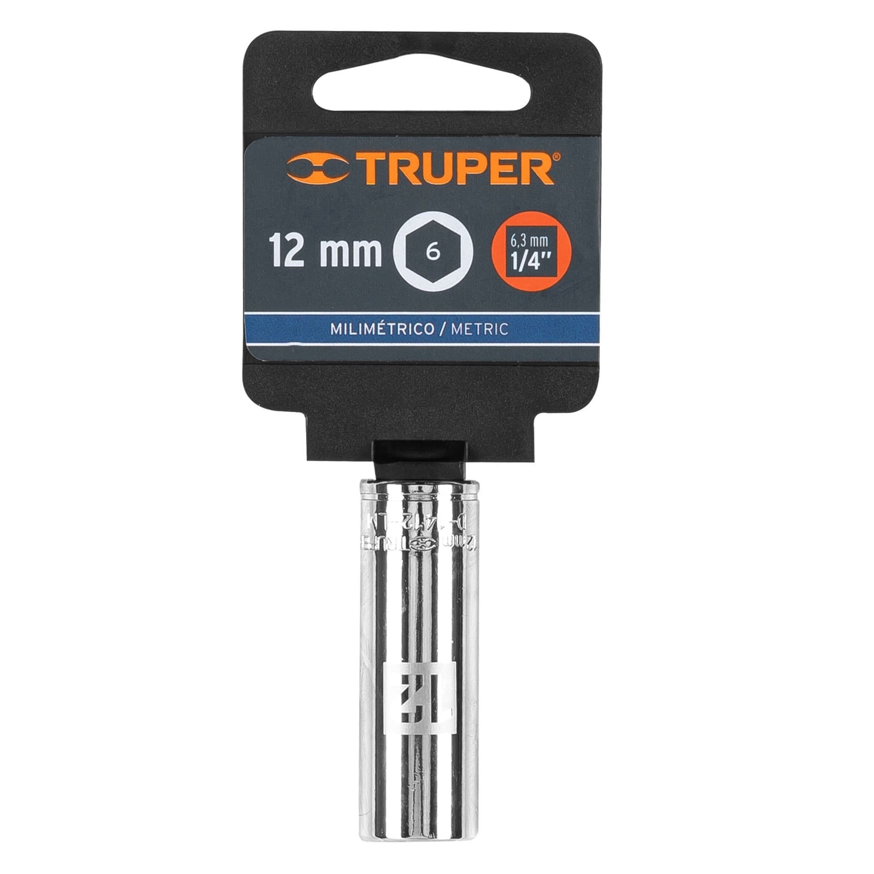 DADO LARGO DE 12 MM, 6 PUNTAS, CUADRO 1/4' TRUPER - 13206 - 5