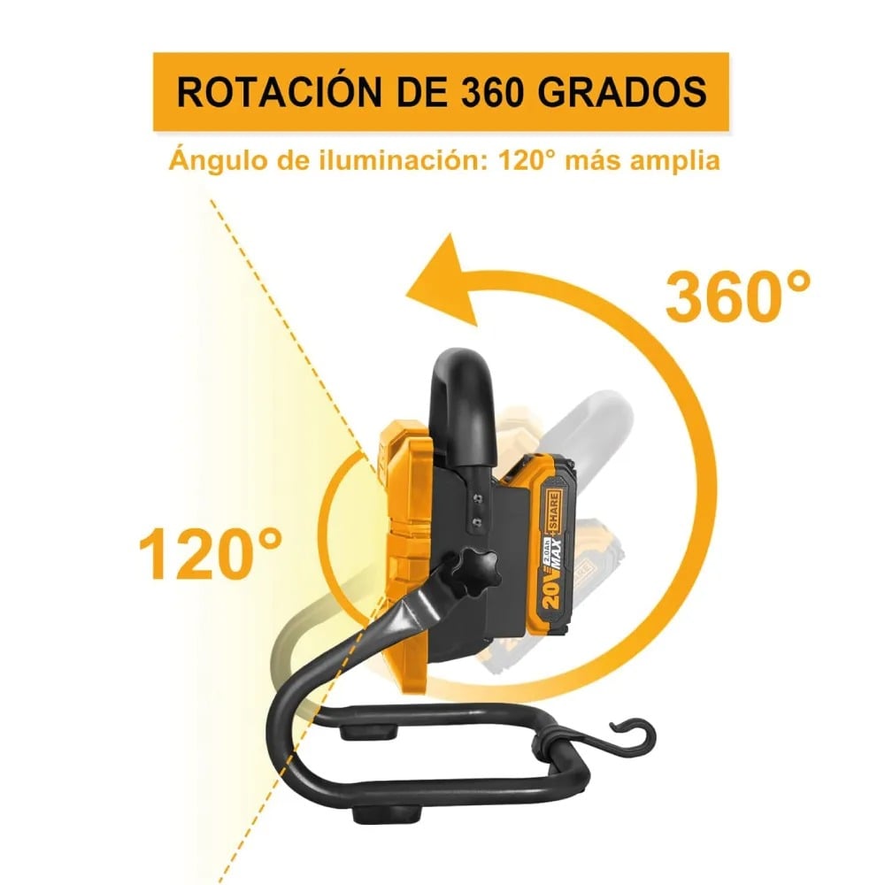REFLECTOR LED PORTÁTIL 20V 1800 LM CON BATERÍA Y CARGADOR INGCO CWLI20258 - 3