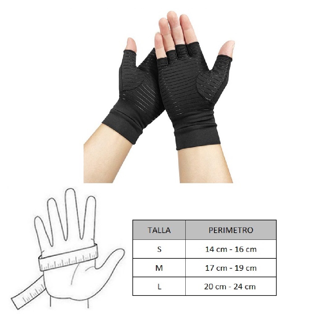 GUANTES DE COMPRESIÓN CON HILOS DE COBRE CON AJUSTE DE MUÑECA - 2