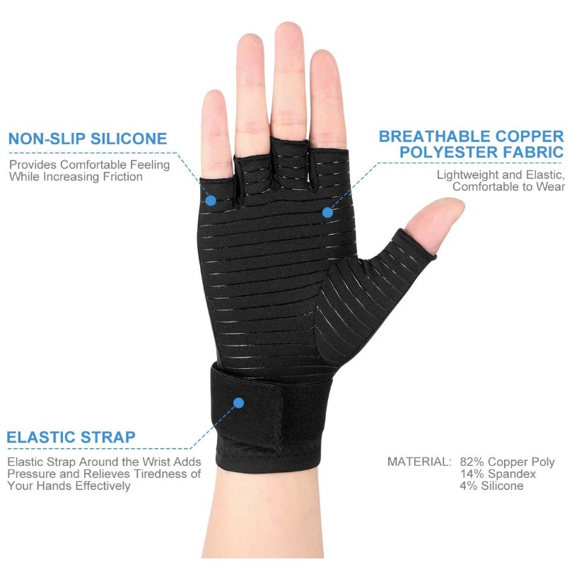 GUANTES DE COMPRESIÓN CON HILOS DE COBRE CON AJUSTE DE MUÑECA - 3