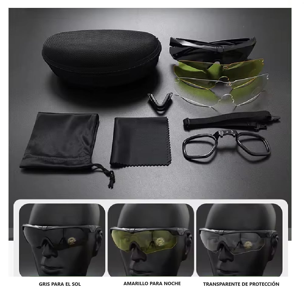 LENTES DEPORTIVOS TÁCTICOS MILITAR - 3 LUNAS PROTECCIÓN - 2