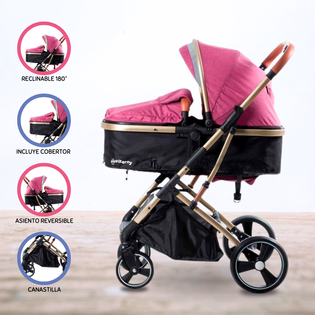 COCHE DEPORTIVO MOISÉS PARA BEBÉS «SATURNO DELUXE» PINK - 1