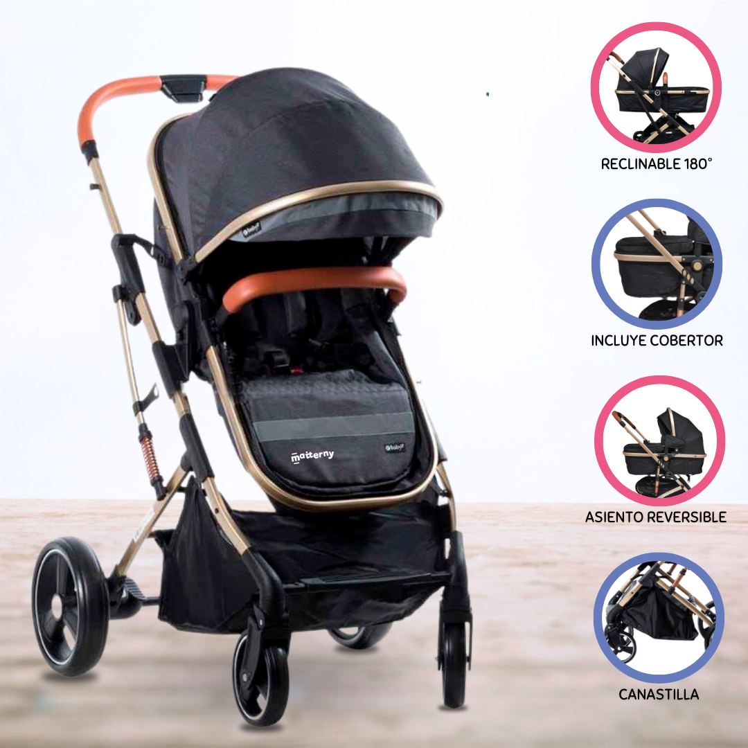 COCHE DEPORTIVO MOISÉS PARA BEBÉS «SATURNO DELUXE» BLACK - 1