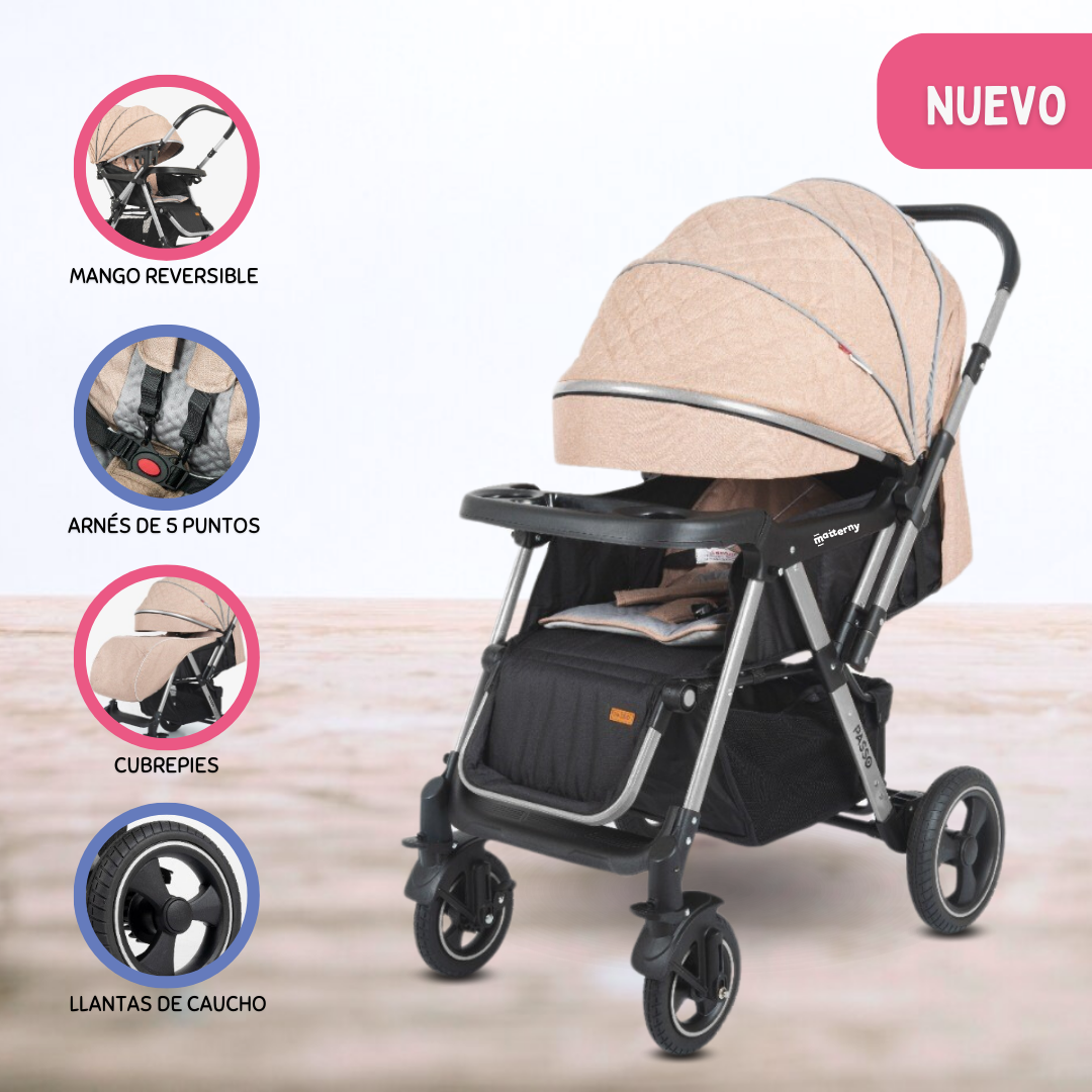 COCHE CUNA REVERSIBLE PARA NIÑOS «PASSO» BEIGE - 1