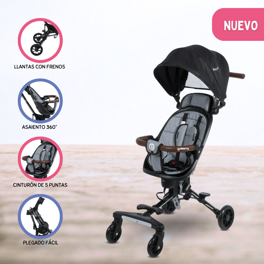 COCHE PLEGABLE GIRATORIO 360º «EASY TRAVEL» GRAY - 1