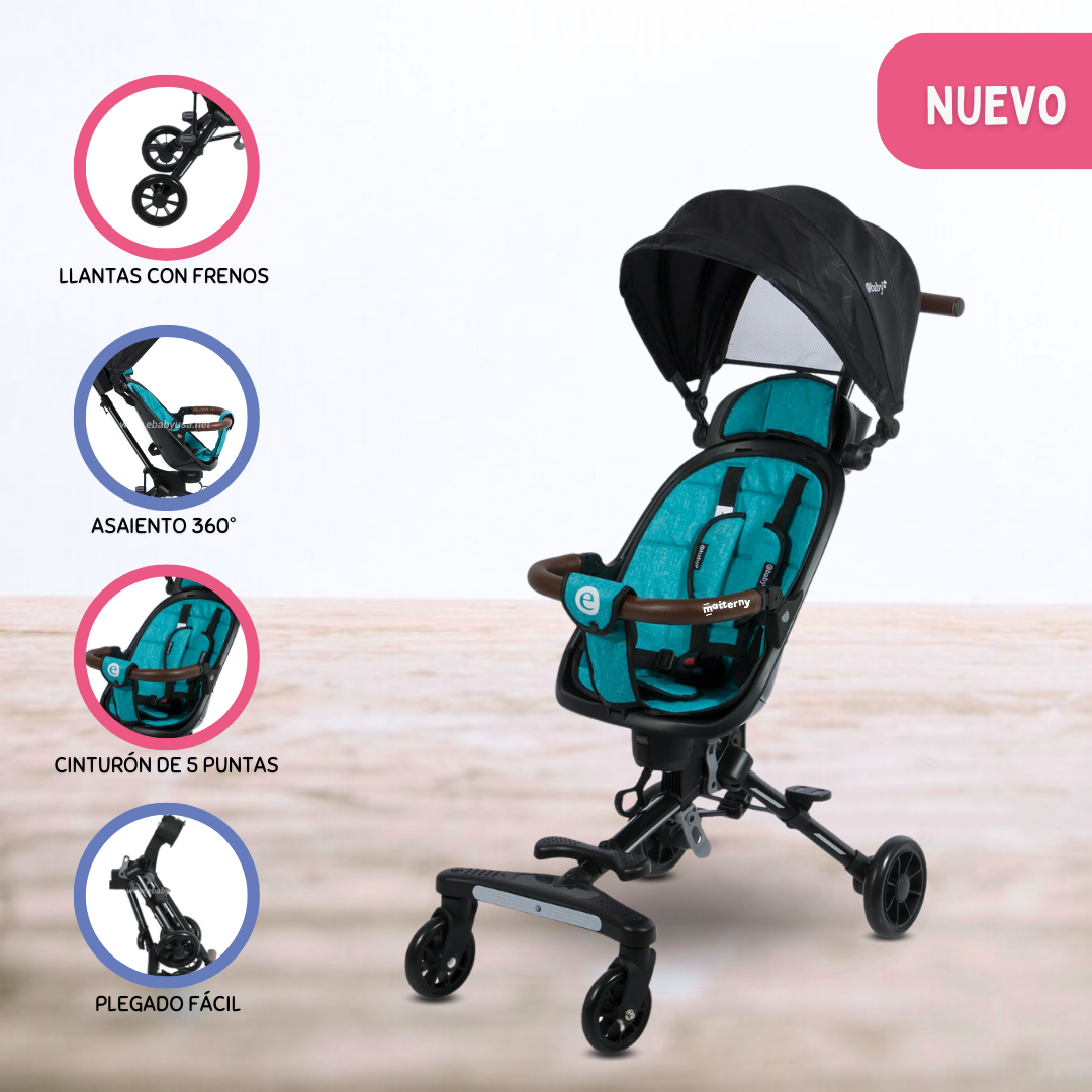 COCHE PLEGABLE GIRATORIO 360º «EASY TRAVEL» GREEN - 1