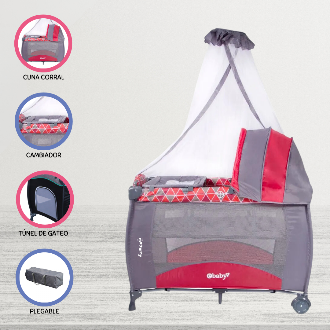 CUNA CORRAL PACK AND PLAY PARA BEBÉS «SALLY» PINK - 1