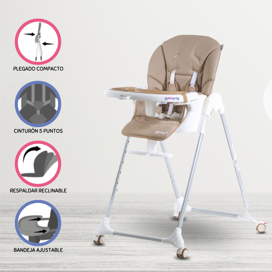 SILLA DE COMER PARA BEBÉ GRADUABLE »HARRIET» LIGTH GREEN - 1