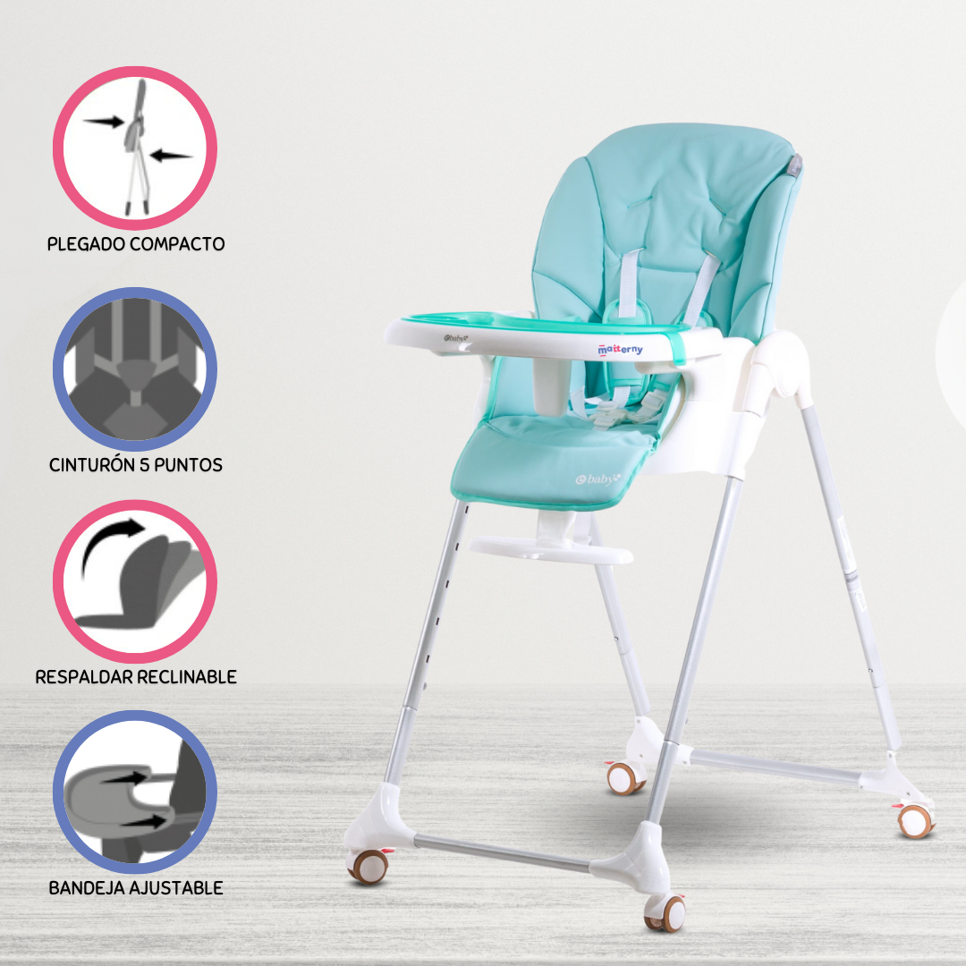 SILLA DE COMER PARA BEBÉ GRADUABLE »HARRIET» LIGTH PINK - 1