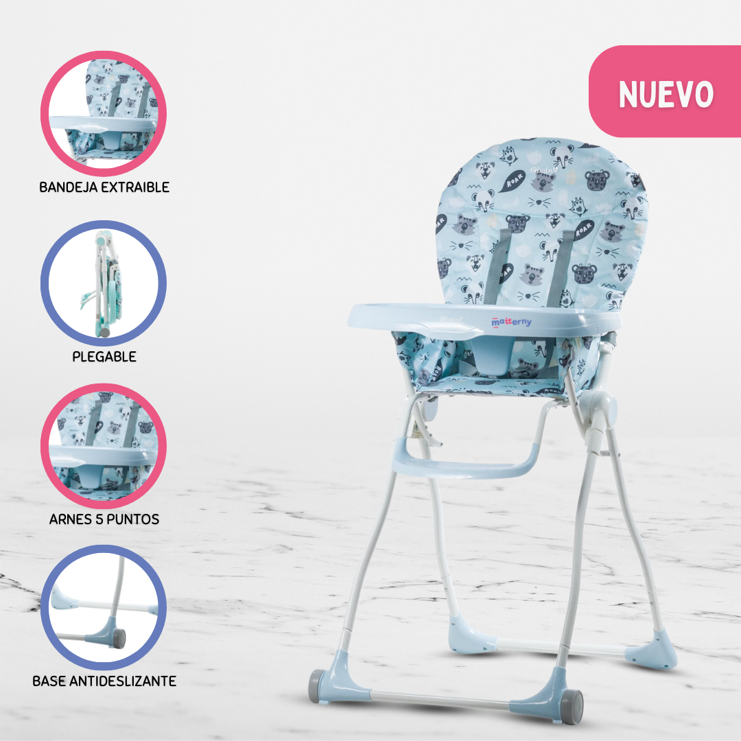 SILLA COMER EBABY ZAZI CELESTE PLEGABLE PARA BEBÉS LIGHT BLUE - 1