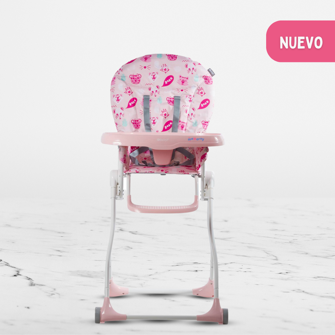 SILLA COMER EBABY ZAZI ROSADO PLEGABLE PARA BEBÉS - 2