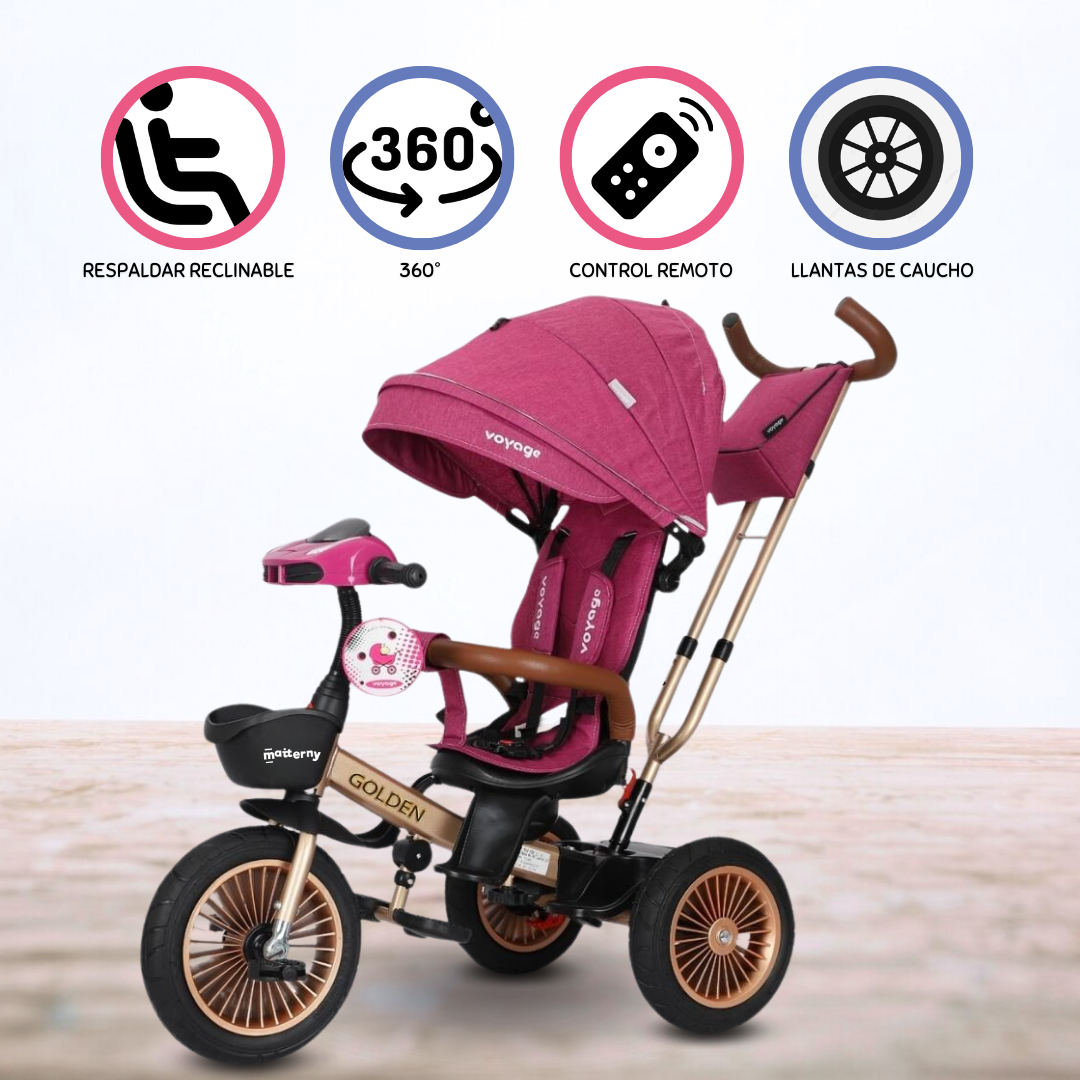 TRICICLO GIRATORIO VOYAGE GOLDEN PINK - 1