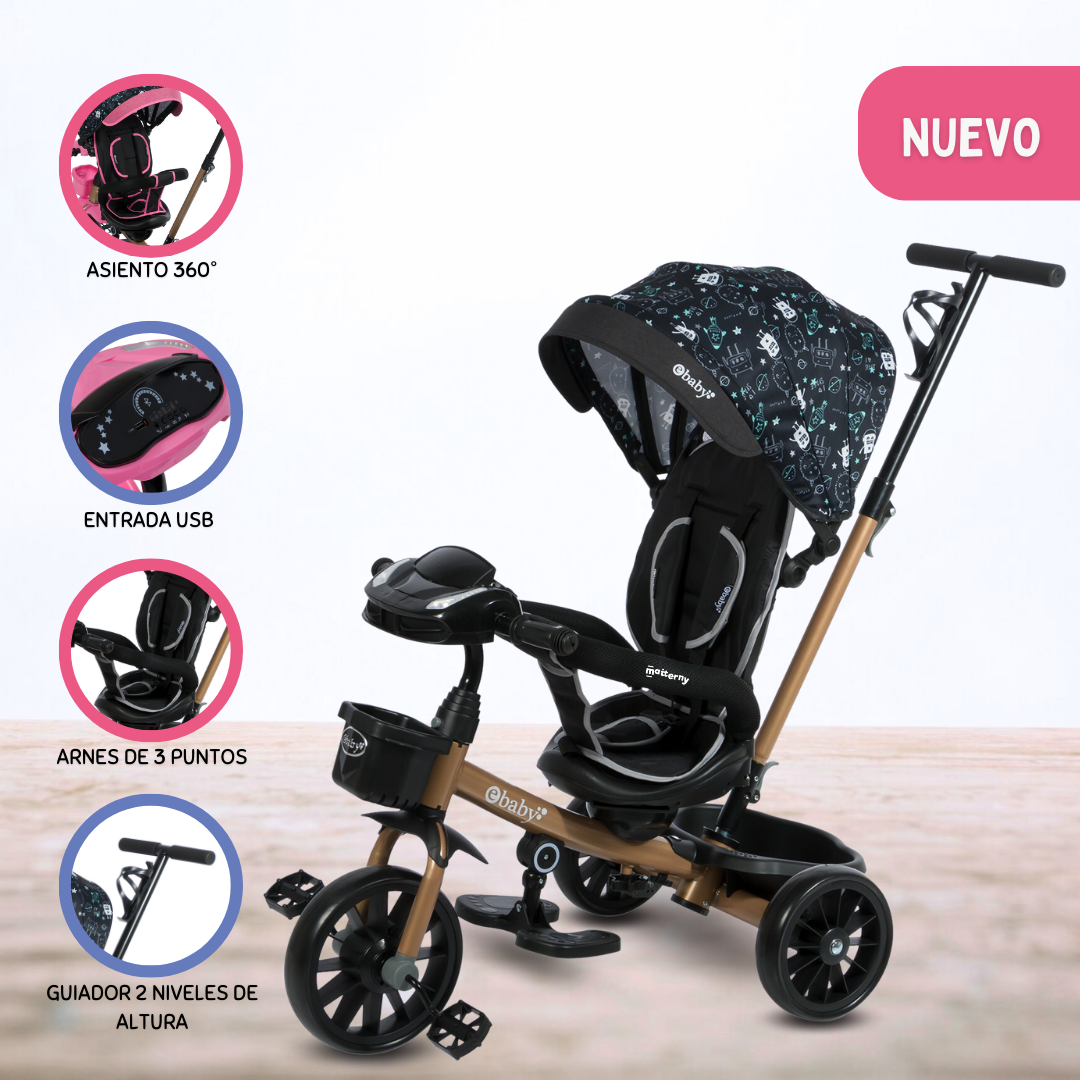 TRICICLO GUIADOR CON BLUETOOTH PARA NIÑOS «ROY» BLACK - 1