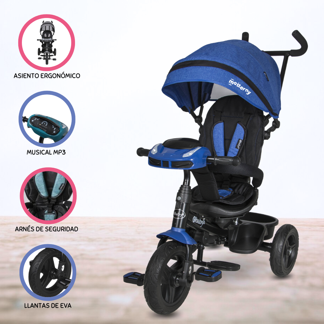 TRICICLO GUIADOR PARA NIÑOS EBABY «SPIN» GRAY - 1