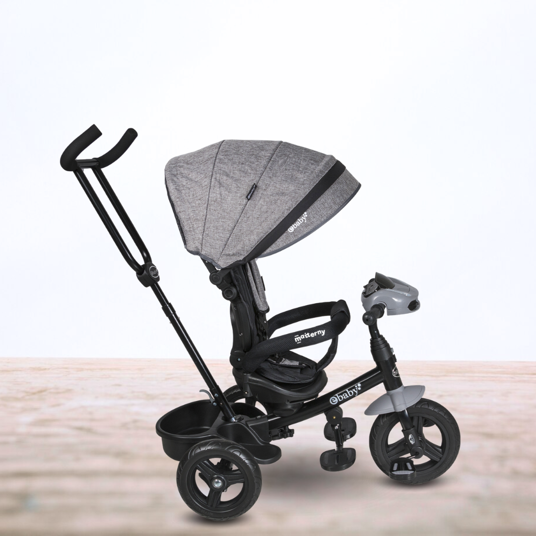 TRICICLO EBABY GUIADOR SPIN GRIS PARA NIÑOS - 2