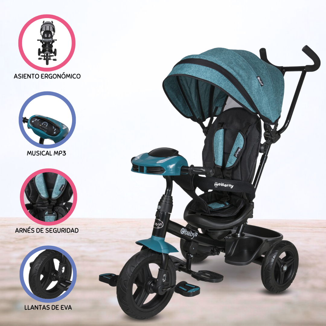 TRICICLO GUIADOR PARA NIÑOS EBABY «SPIN» GREEN - 1