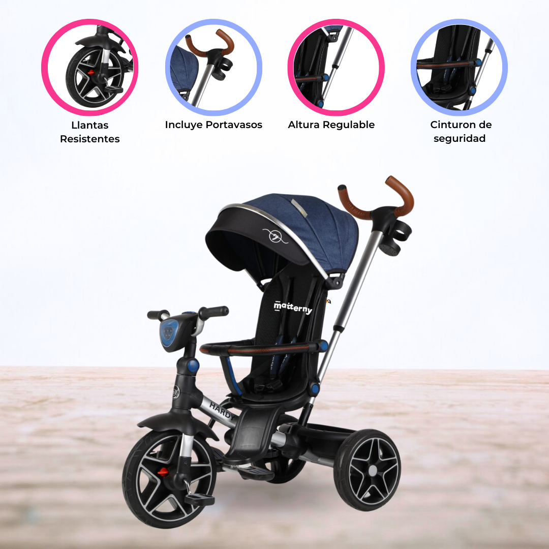 TRICICLO GUIADOR REVERSIBLE 360° «HARDY» BLACK - 1