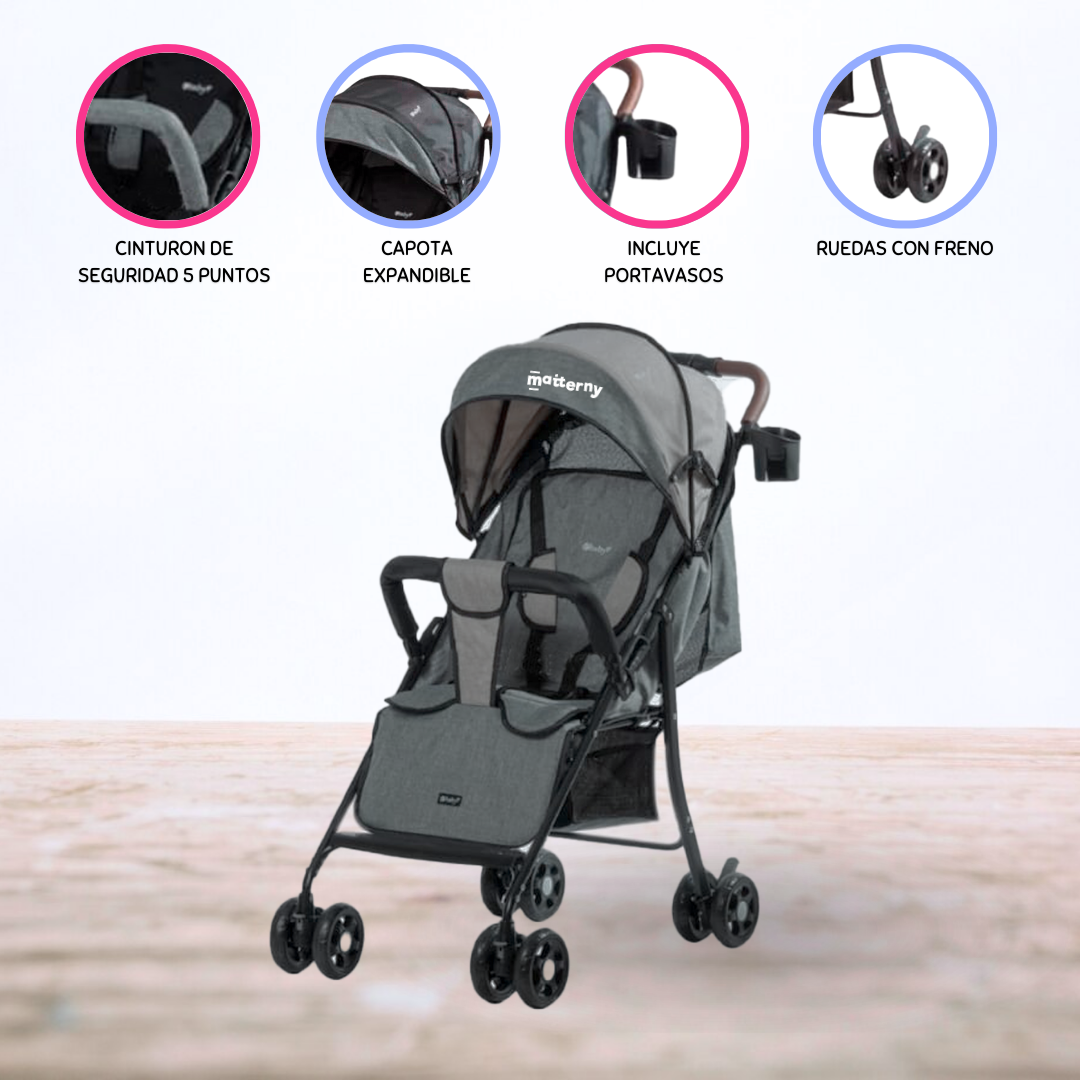 COCHE MALETA PARA BEBÉ »NAT» BEIGE - 1
