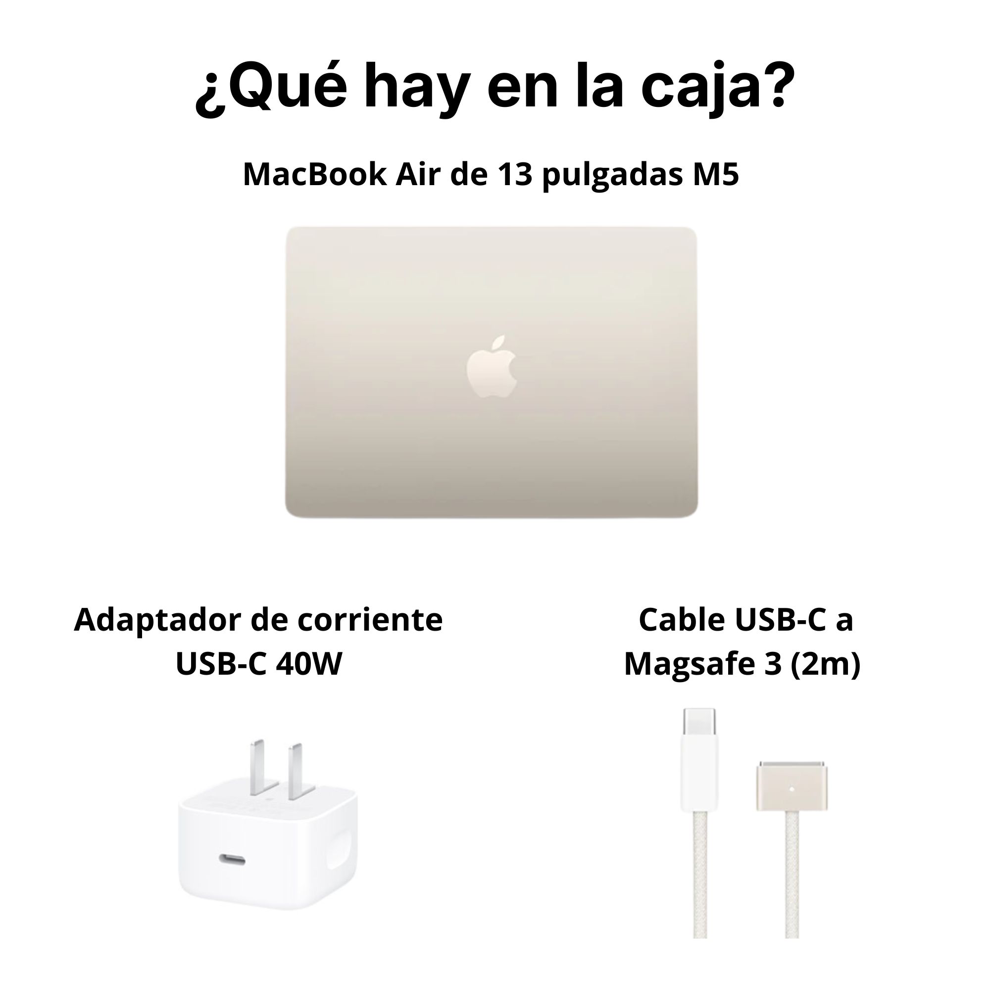 MACBOOK AIR APPLE DE 13' | CHIP M5 | 16GB RAM + 512GB SSD | TECLADO INGLÉS - STARLIGHT - 6