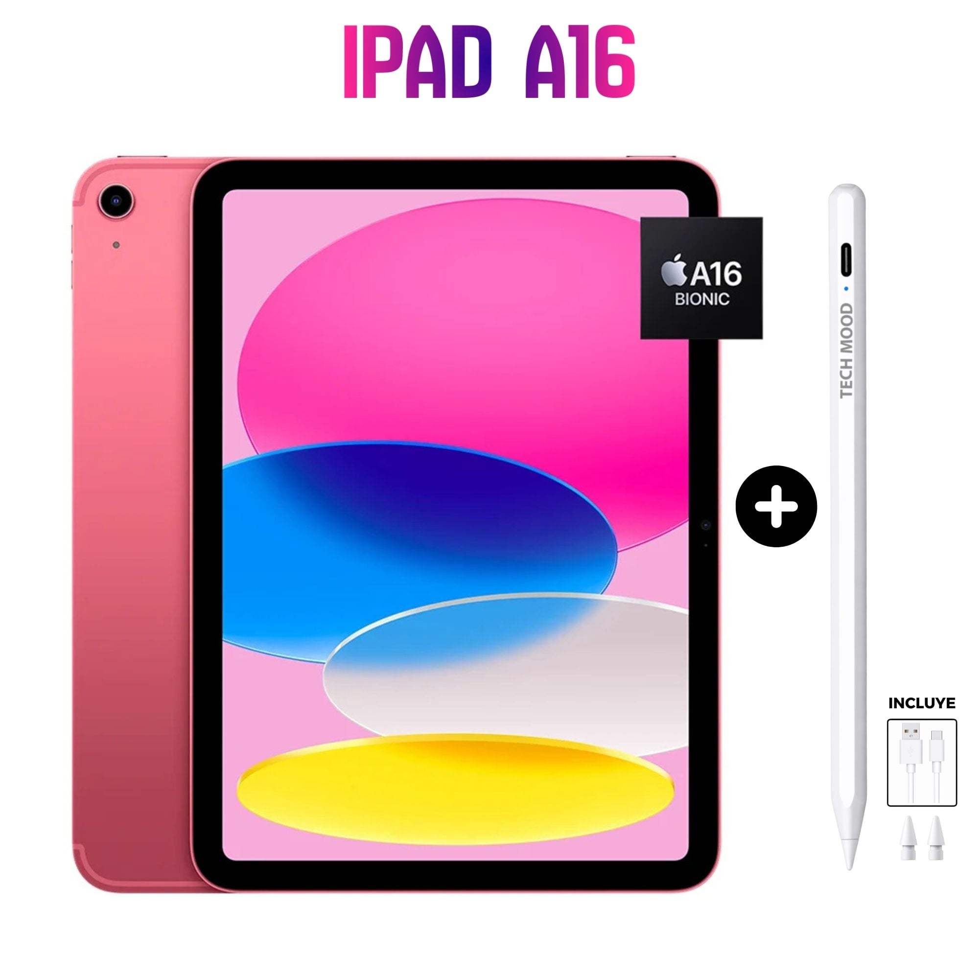 IPAD 11'' CHIP A16 WIFI 128GB - PINK + PENCIL ALTERNATIVO USB-C - 1