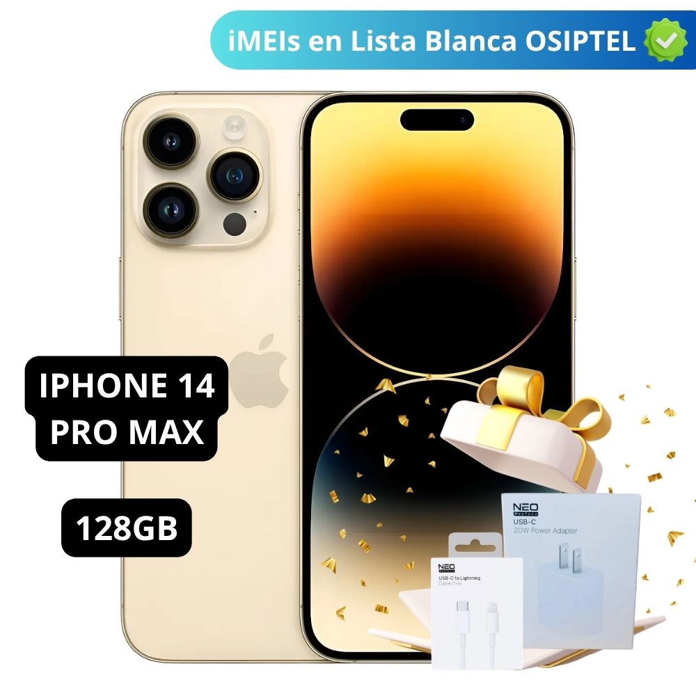 IPHONE 14 PRO MAX 128GB ESIM GOLD SEMINUEVO - INCLUYE CARGADOR Y CABLE NEOPROTECH - 1
