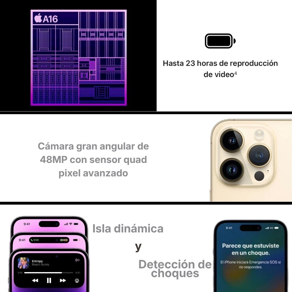IPHONE 14 PRO MAX 128GB ESIM GOLD SEMINUEVO - INCLUYE CARGADOR Y CABLE NEOPROTECH - 3