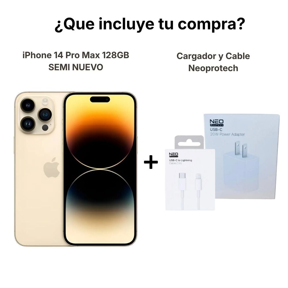 IPHONE 14 PRO MAX 128GB ESIM GOLD SEMINUEVO - INCLUYE CARGADOR Y CABLE NEOPROTECH - 4