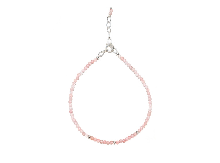 PULSERA CUARZO FRESA MINI Y PLATA 950 - 1