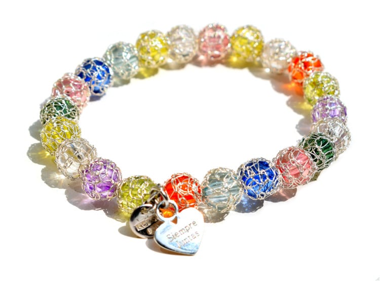 PULSERA CHARM TEJIDA HILO DE PLATA Y DIJE SIEMPRE JUNTAS - 1