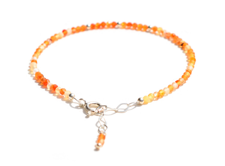 PULSERA MINI PIEDRA CORNALINA Y ACCESORIO PLATA LEY 950 - 1