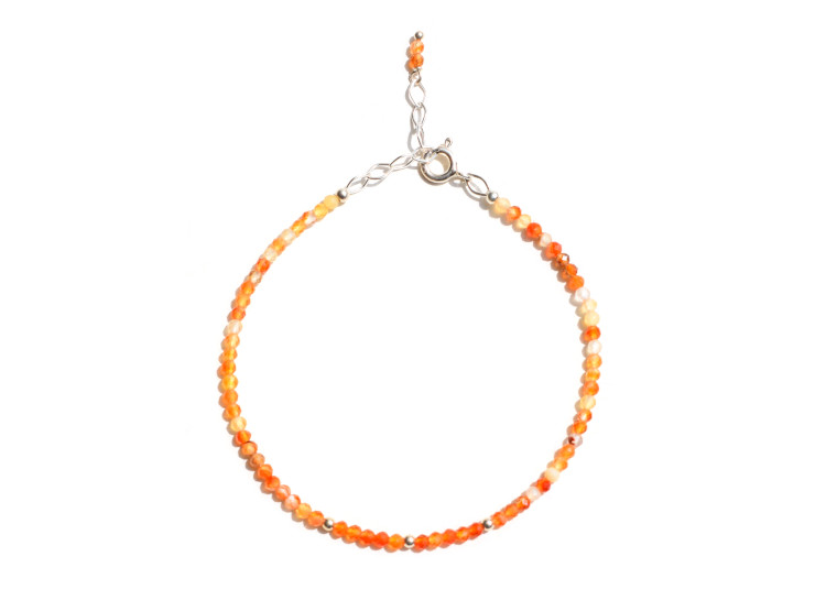 PULSERA MINI PIEDRA CORNALINA Y ACCESORIO PLATA LEY 950 - 2