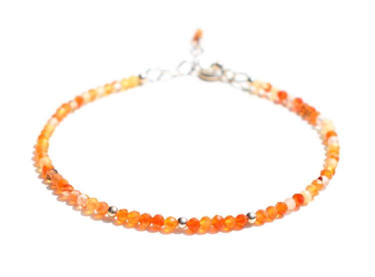 PULSERA MINI PIEDRA CORNALINA Y ACCESORIO PLATA LEY 950 - 3