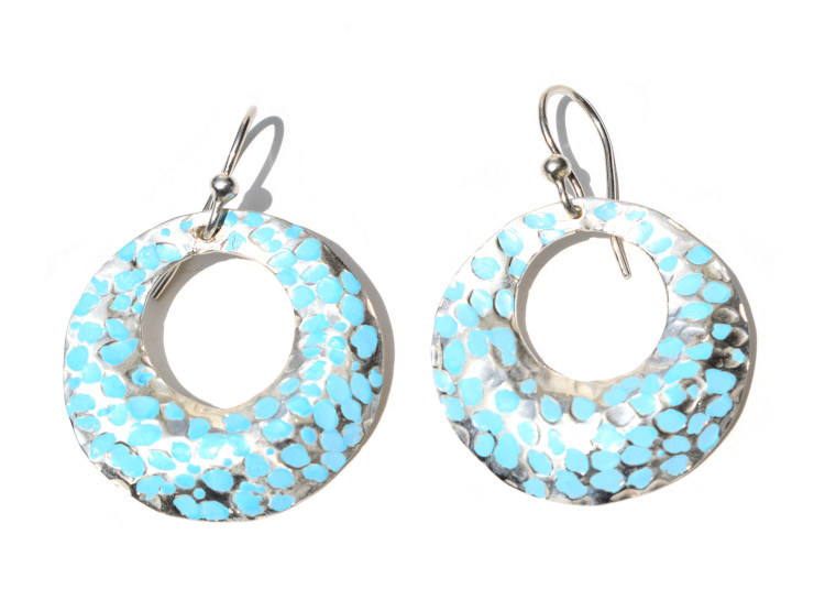 ARETES ARGOLLAS FRESCURA TURQUESA EN PLATA 950 - 1