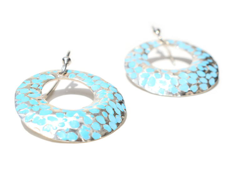 ARETES ARGOLLAS FRESCURA TURQUESA EN PLATA 950 - 2