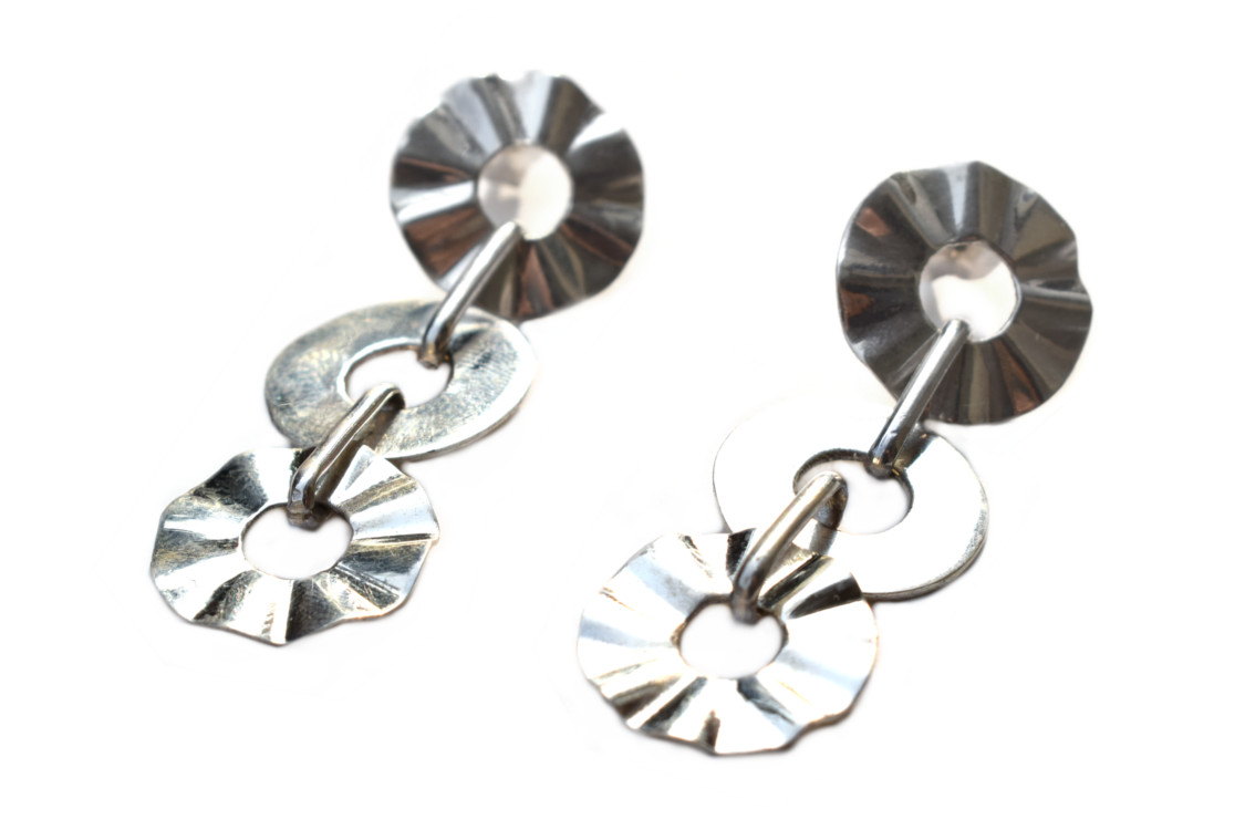 ARETE CIRCULOS TRES TIEMPOS EN PLATA 950 - 2
