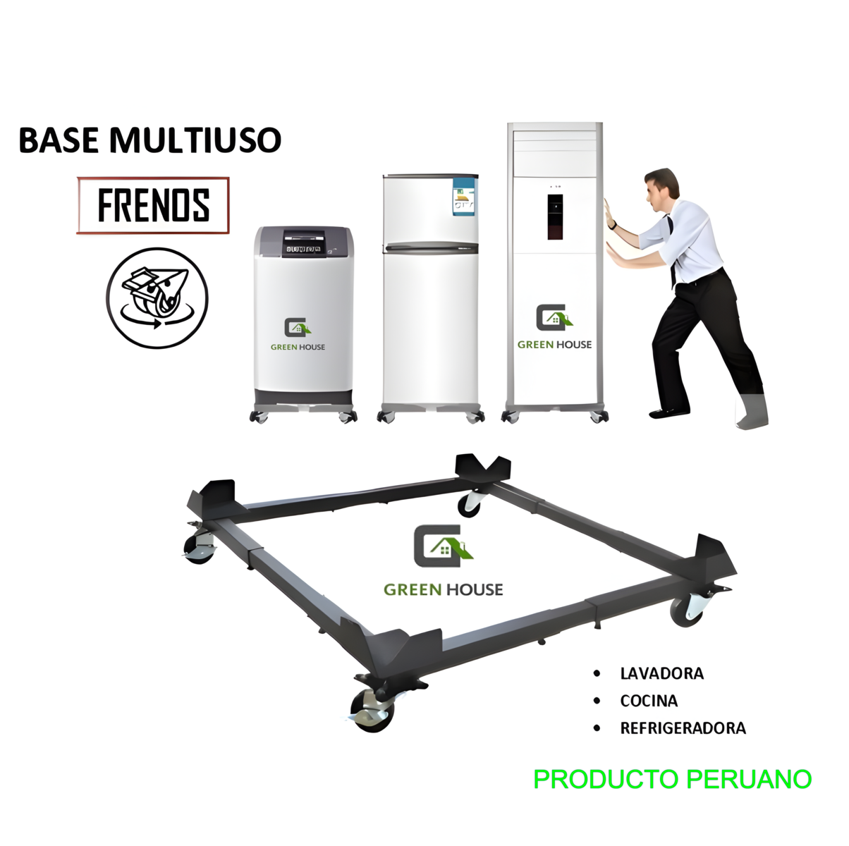 BASE  PARA LAVADORA - REFRIGARADORA - COCINA  CON FRENOS NACIONAL - 1