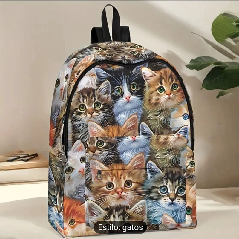 MOCHILA ESTAMPADO DE GATITOS – SÚPER CAPACIDAD Y ESTILO ÚNICO - 1