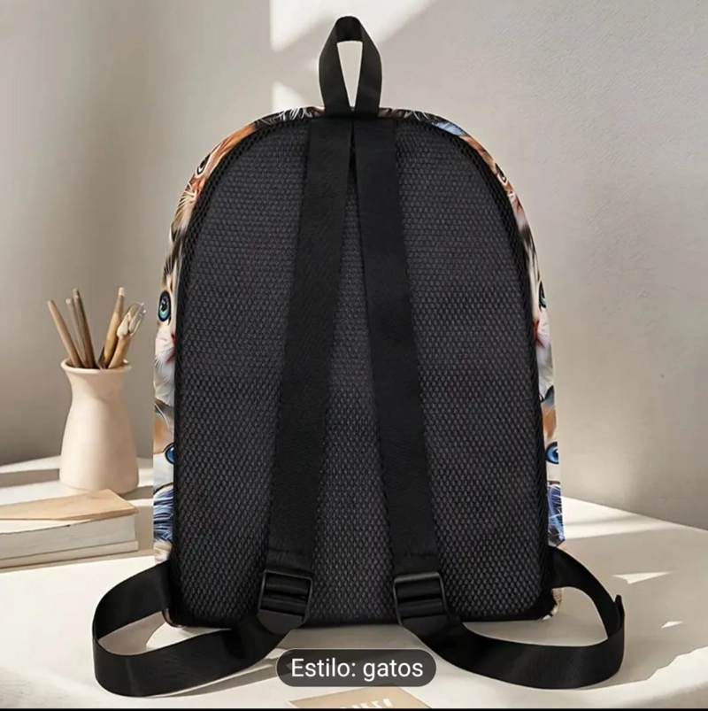 MOCHILA ESTAMPADO DE GATITOS – SÚPER CAPACIDAD Y ESTILO ÚNICO - 4