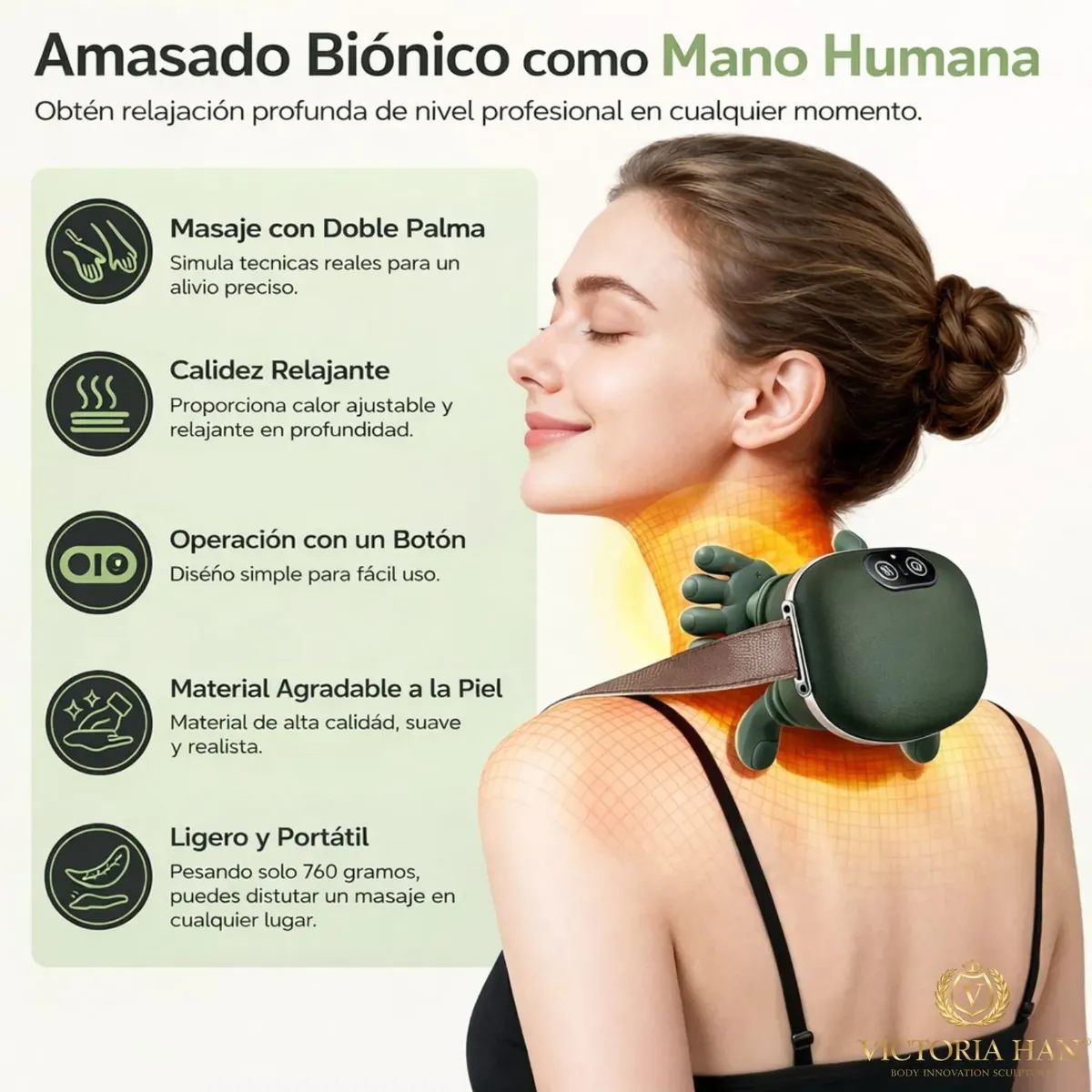 MASAJEADOR DE CUELLO Y HOMBROS 4D CON CALOR RELAJANTE - 1