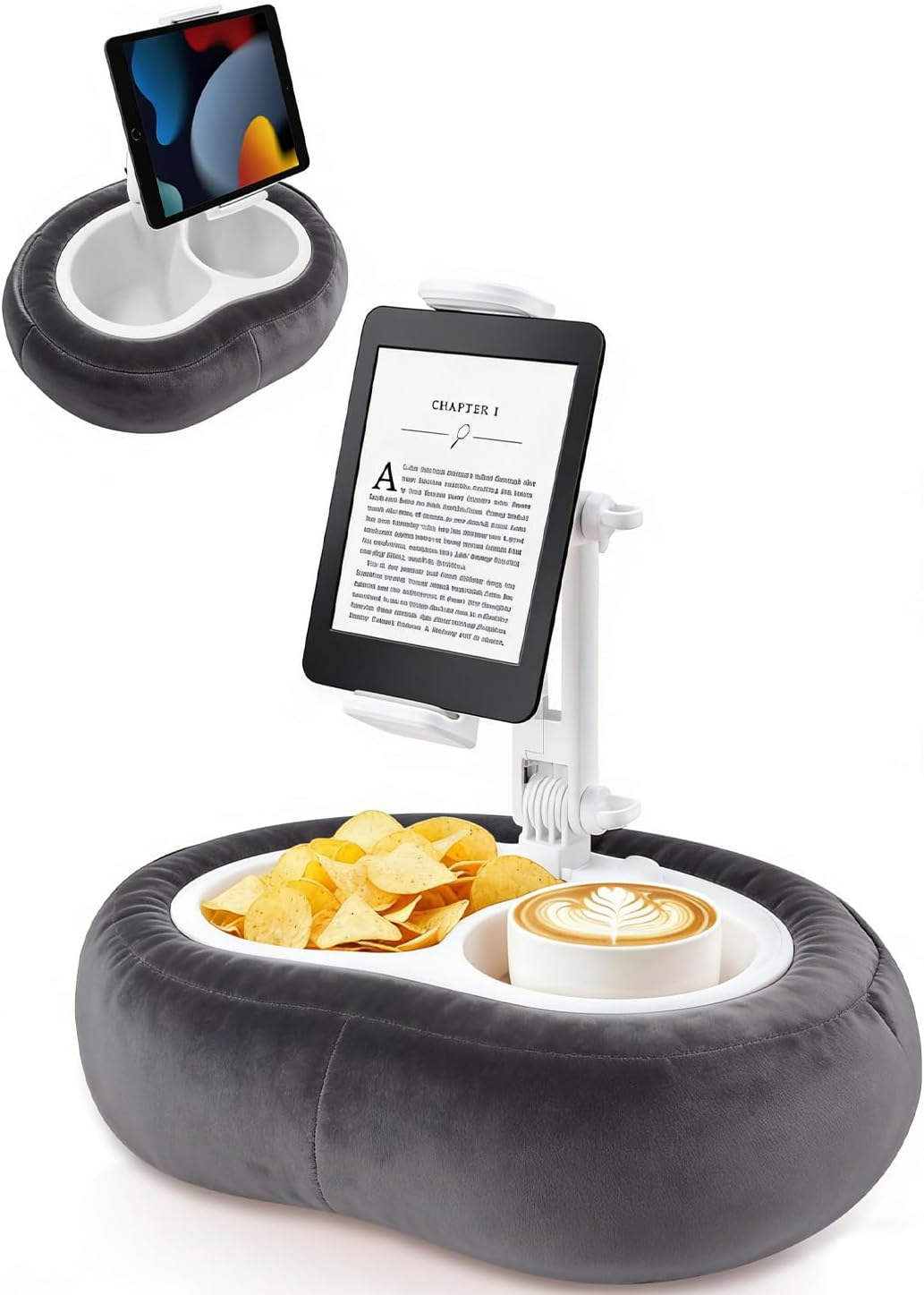 SOPORTE DE ALMOHADA 3 EN 1 PARA TABLET Y CELULAR – COLOR NEGRO - 1