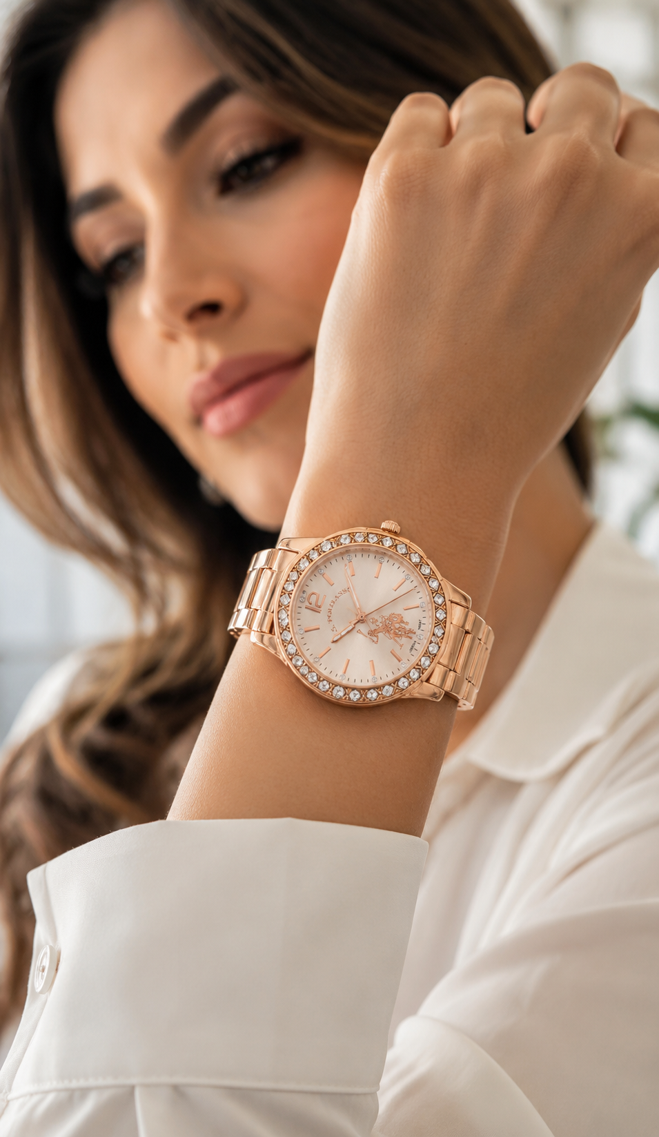 RELOJ MUJER U.S. POLO ASSN ORO ROSA CON CRISTALES ELEGANTE - 2