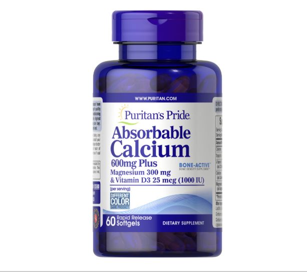 CALCIO ABSORBIBLE PURITAN’S PRIDE 600MG + MAGNESIO + VITAMINA D3 – 60 CÁPSULAS BLANDAS - 3