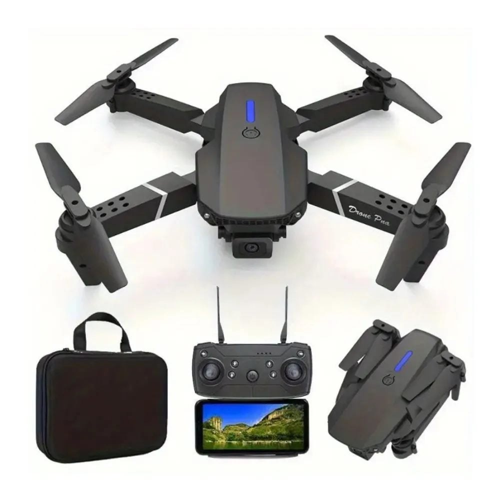 DRONE E88 PRO PLEGABLE CON DOBLE CÁMARA 4K + HD, CONTROL REMOTO Y ACCESORIOS - 2