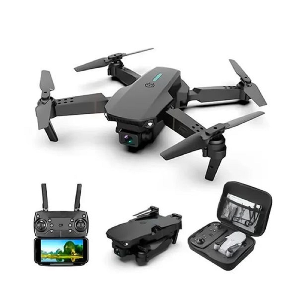 DRONE E88 PRO PLEGABLE CON DOBLE CÁMARA 4K + HD, CONTROL REMOTO Y ACCESORIOS - 3
