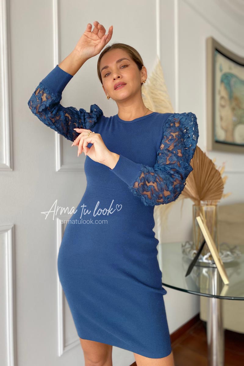 VESTIDO CORTO LANA MUJER ARMA TU LOOK GARDENIA CASHMERE MANGAS TULL - 1